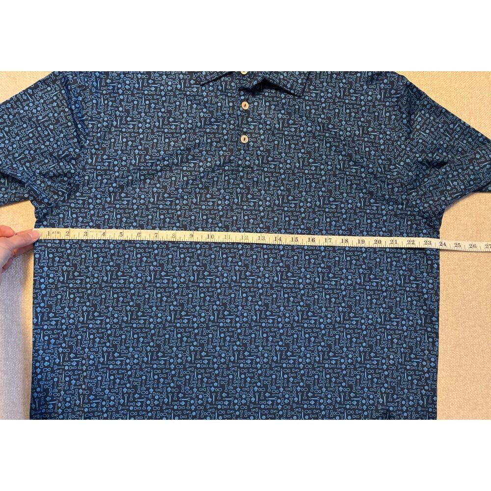 Peter Millar Polo Shirt Summer Comfort Mens Large Blue Graphic Print Golf Tee - Picture 8 of 10